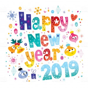 Happy New Year 2019 greeting card